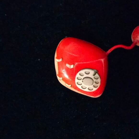 Standing Ovations Red Telephone of the Hook Vintage 80s Dangle Earrings - Picture 8 of 14